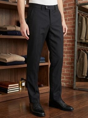 Needle & Stitch Men’s Black Wool Blend Dress Pants Size 32S Slim Flat Front